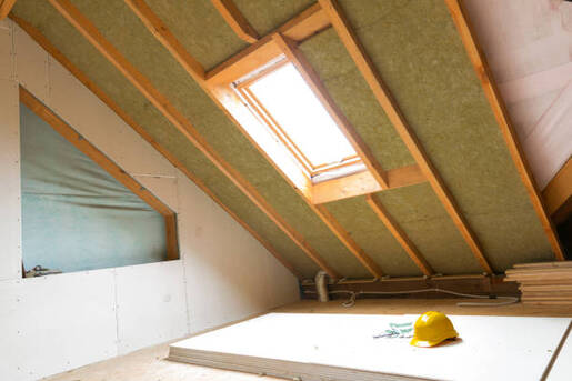 Installed insulation in a Norwalk attic.