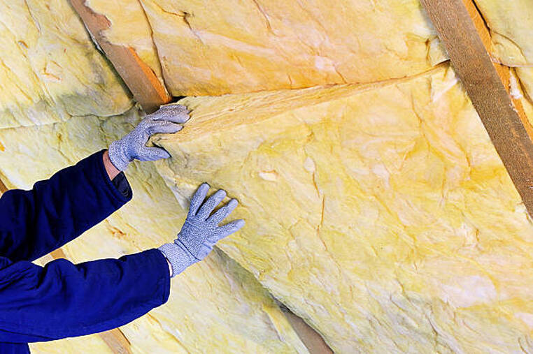 Yellow all insulation being installed.